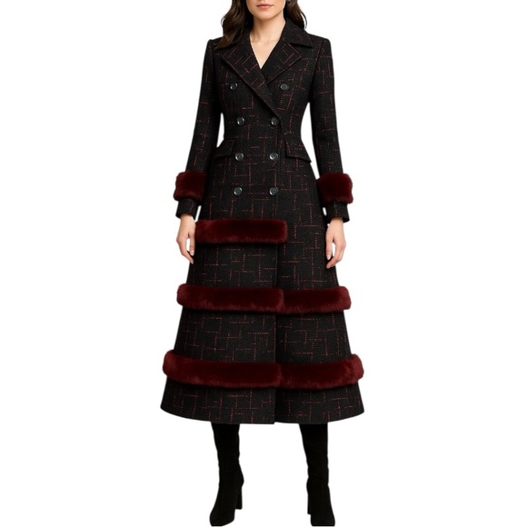Gorgeous Fur Trim Tweed Long Jacket The Iphigenyah - Picture 1 of 11